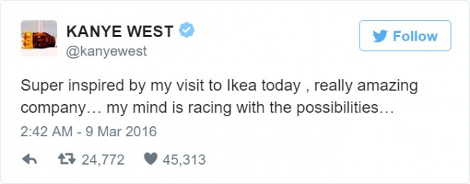 This is how Kanye "fished" Ikea between the lines...