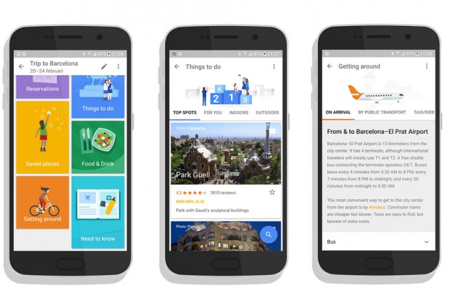 O aplicativo móvel Google Trips permite viagens despreocupadas.