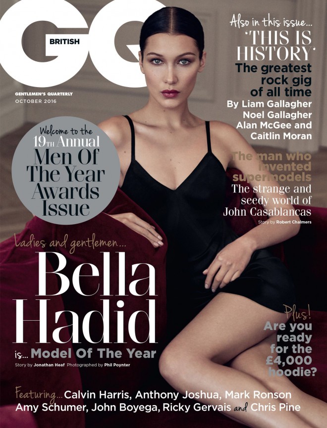 Bella Hadid en couverture de l'édition régionale du magazine GQ.