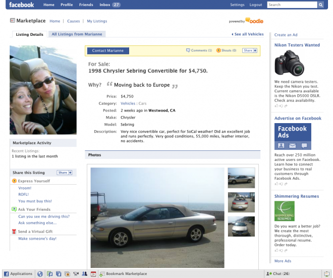 Get a used car on Facebook!