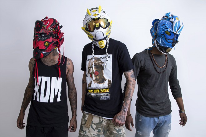 Believe it or not, these masks are made from sneakers.