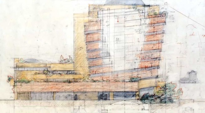 Szkic amerykańskiego architekta Lloyda Wrighta