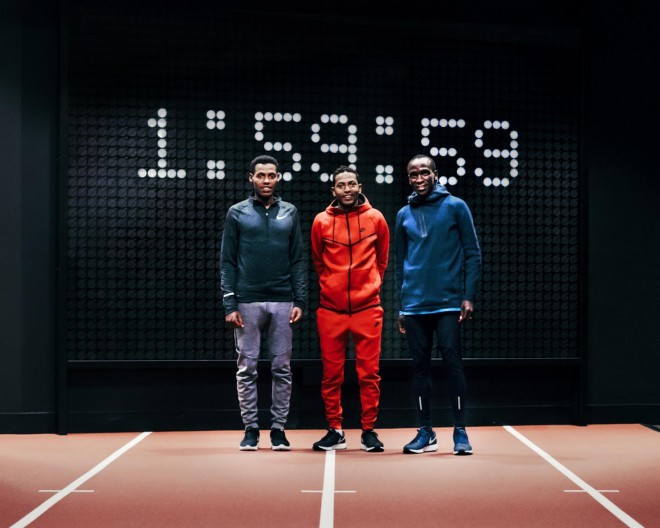 Tři sportovci, kteří se účastní projektu Breaking2 a pokusí se překonat magickou hranici dvou hodin.