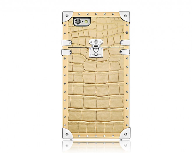 Protective cover made of crocodile leather.