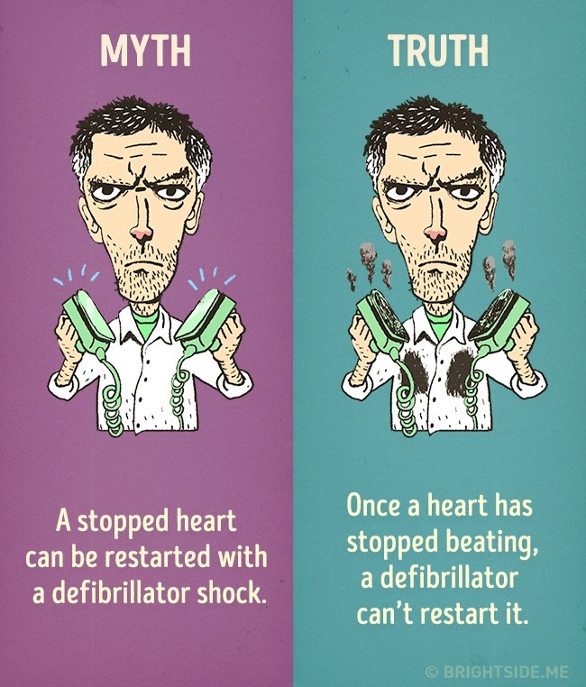 Mit # 4: Defibrilator lahko vrne v življenje v srce