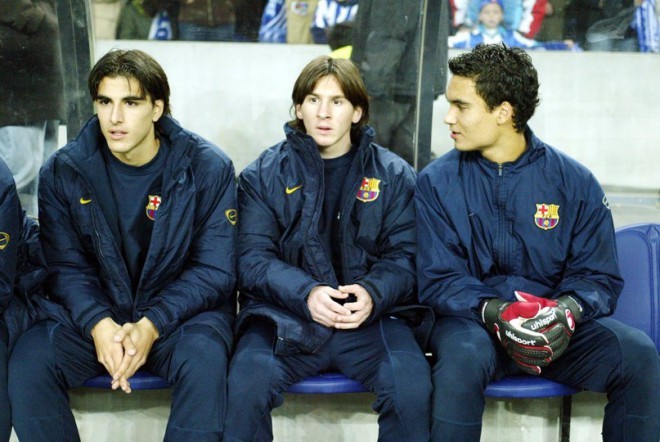 Lionel Messi en el derbi catalán de 2004.