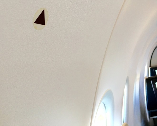 Le triangle noir indique la meilleure vue des ailes de l'avion