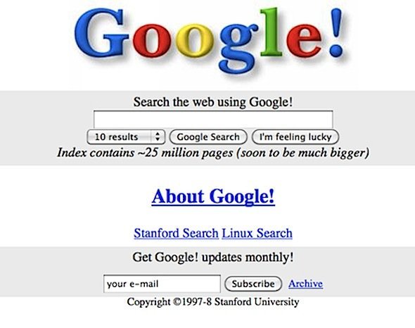 Google spletna stran - 1998