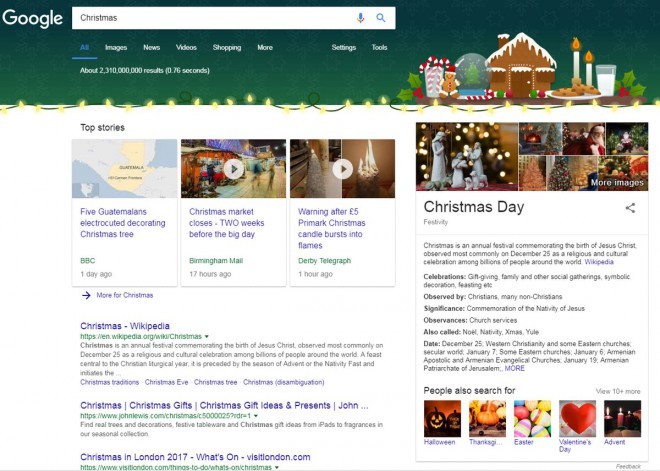 Et skjult trick, der forvandler dit Google til juleudstyr