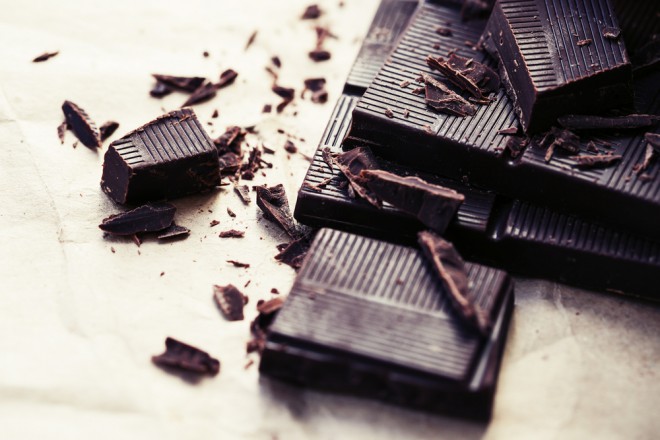 Even dark chocolate contains caffeine. 