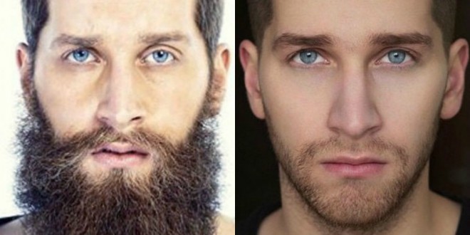 Hommes avec et sans barbe