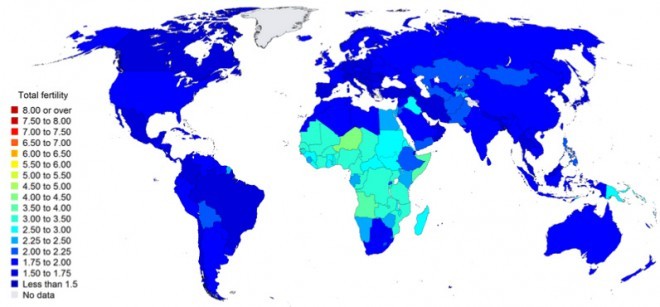 전세계 출산율.