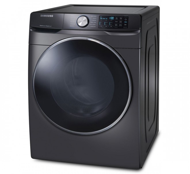Eine Samsung-Waschmaschine mit einer großartigen Funktionsweise zum schnelleren Waschen von Kleidung.