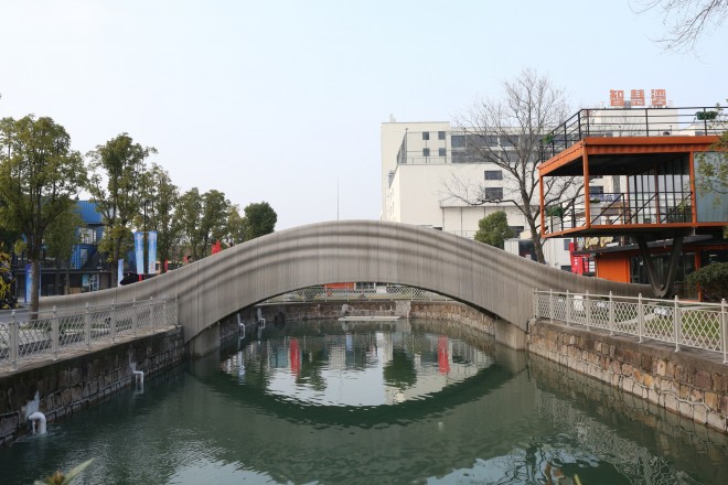 The 3D-printed bridge measures 26.3 meters in length and 3.6 meters in width.