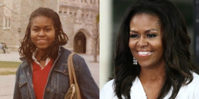 Michelle Obama, 20 år og i 2018 54 år. 