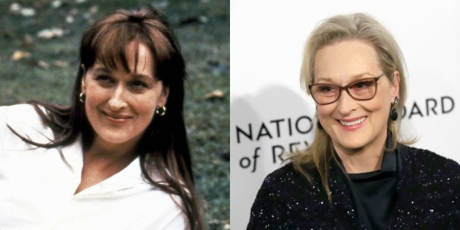 Meryl Streep en Our Bridges (1995) y en 2018, 69 años. 