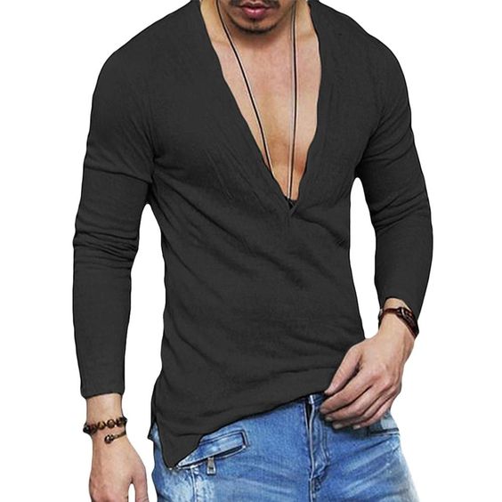 T-shirts with a deep V-neck