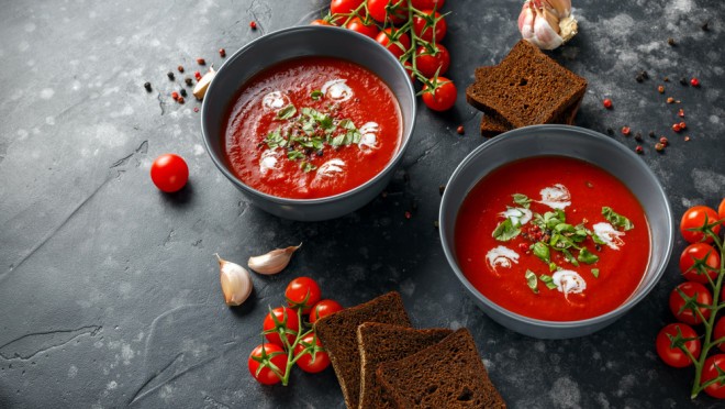 Spicy tomato soup will brighten up summer days. 