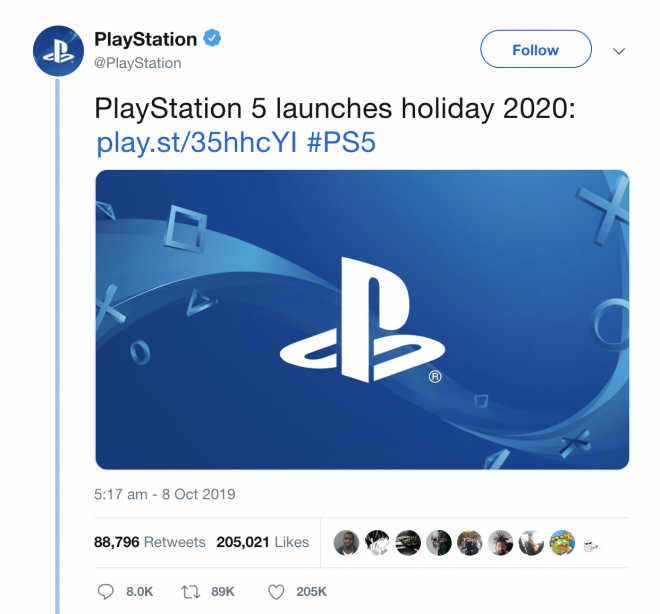 Playstation 在社交网络 Twitter 上发布了其游戏机。