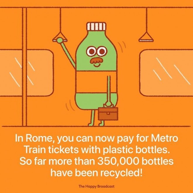 V Rimu lahko vožnjo z podzemnim vlakom plačamo kar s plastenkami. 