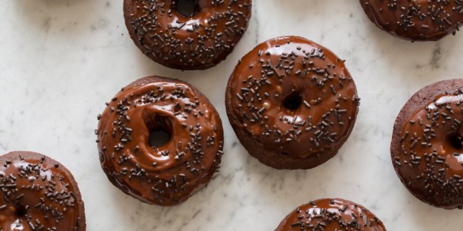 Whole grain chocolate Mardi Gras donuts