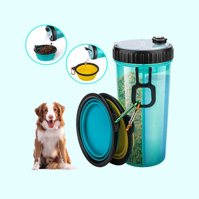 Portable 2-in-1 food and water container